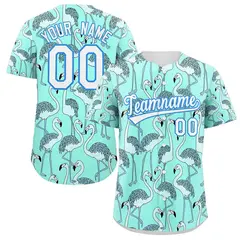 Aqua White-Powder Blue Graffiti Pattern Baseball Jersey