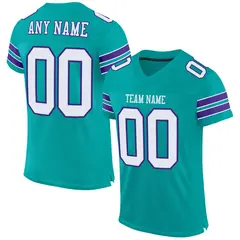 Aqua White-Purple Classic Mesh Authentic Football Jersey 1