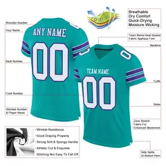 Aqua White-Purple Classic Mesh Authentic Football Jersey 2
