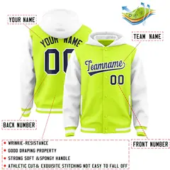 Aqua White Raglan Full-Snap Varsity Two Tone Letterman Hoodie 4