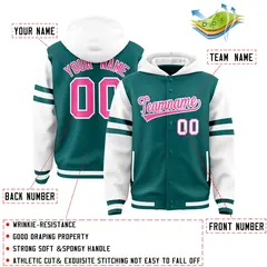 Aqua White Raglan Three Stripes Varsity Letterman Hoodie 4