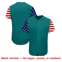 Aqua White-Red American Flag Baseball Jersey 7