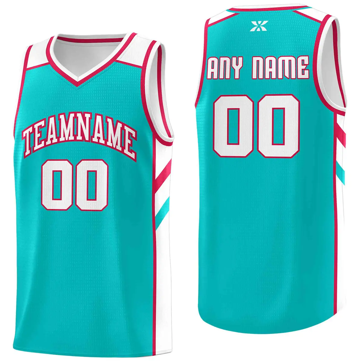 Aqua White-Red Classic Mesh Sport Basketball Jersey