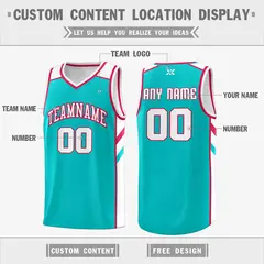Aqua White-Red Classic Mesh Sport Basketball Jersey 2