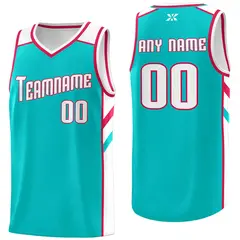 Aqua White-Red Classic Mesh Sport Basketball Jersey