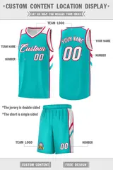 Aqua White-Red Classic Sets Basketball Uniform Jersey 2