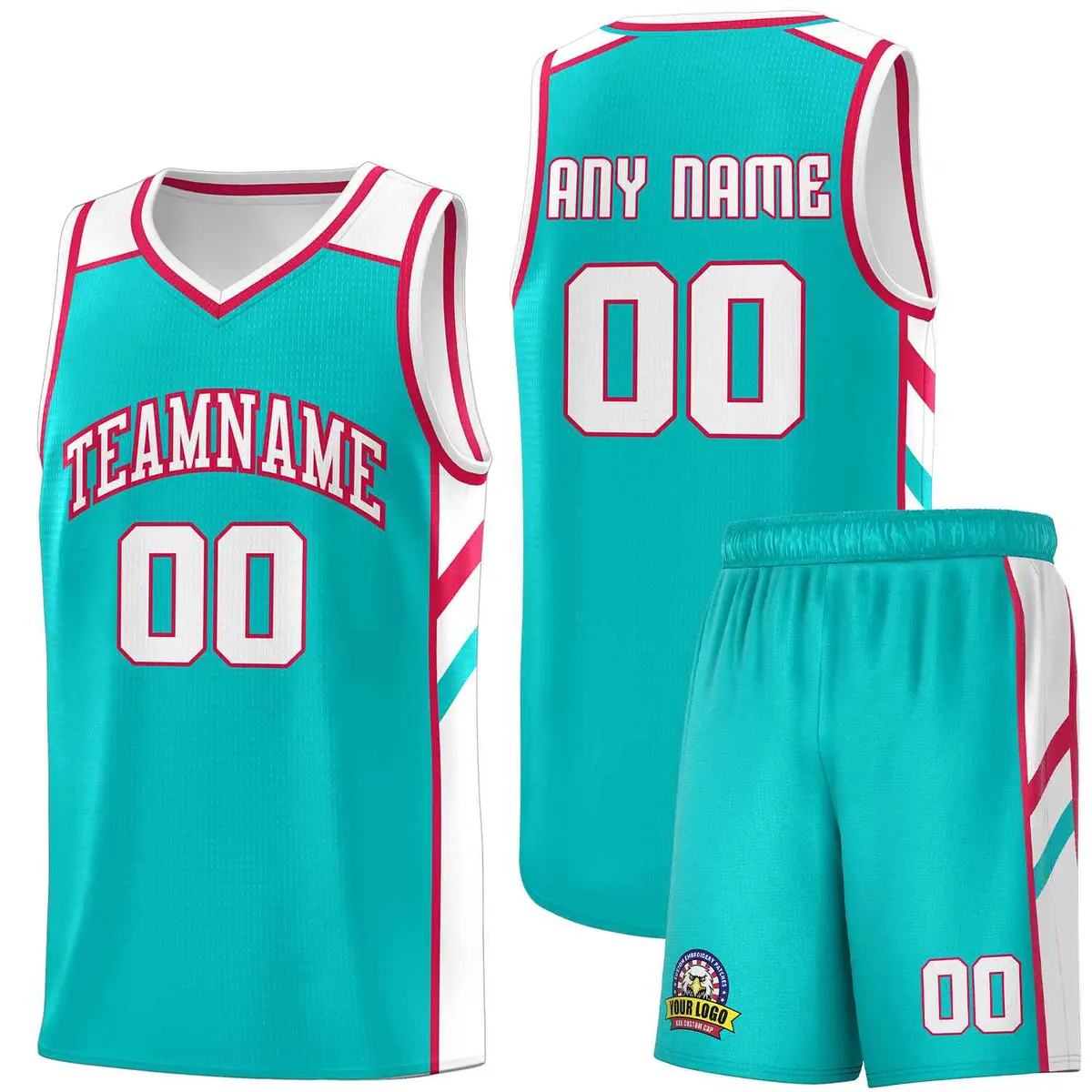 Aqua White-Red Classic Sets Basketball Uniform Jersey