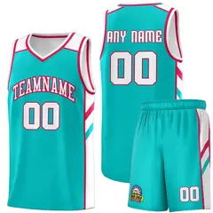Aqua White-Red Classic Sets Basketball Uniform Jersey