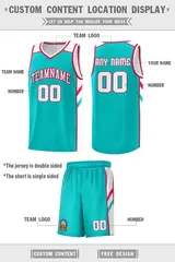 Aqua White-Red Classic Sets Basketball Uniform Jersey 2