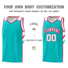 Aqua White-Red Classic Sets Basketball Uniform Jersey 3
