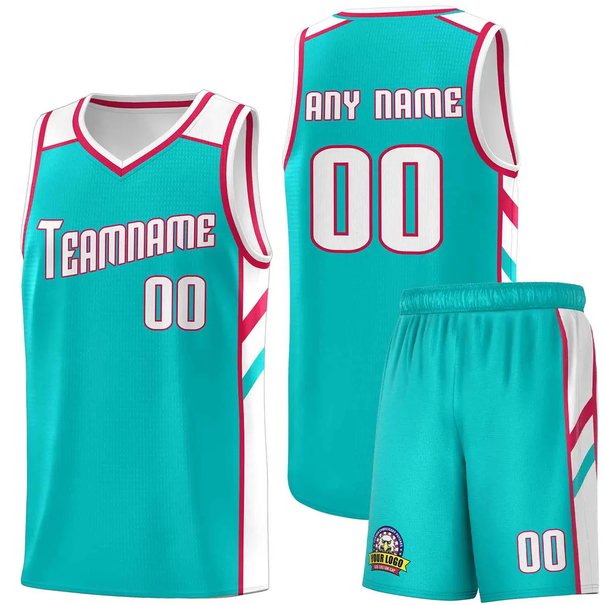 Aqua White-Red Classic Sets Basketball Uniform Jersey
