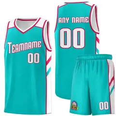 Aqua White-Red Classic Sets Basketball Uniform Jersey