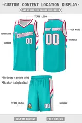 Aqua White-Red Classic Sets Basketball Uniform Jersey 2