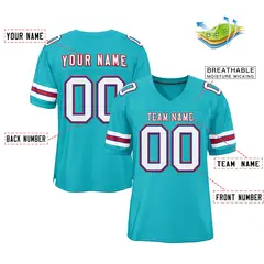 Aqua White-Red Classic Style Football Jersey 2