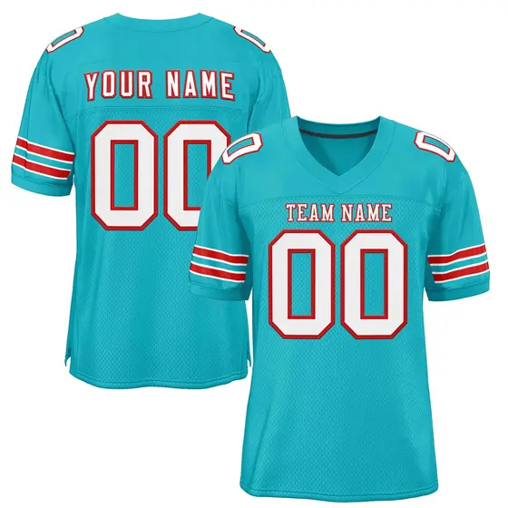 Aqua White-Red Classic Style Football Jersey