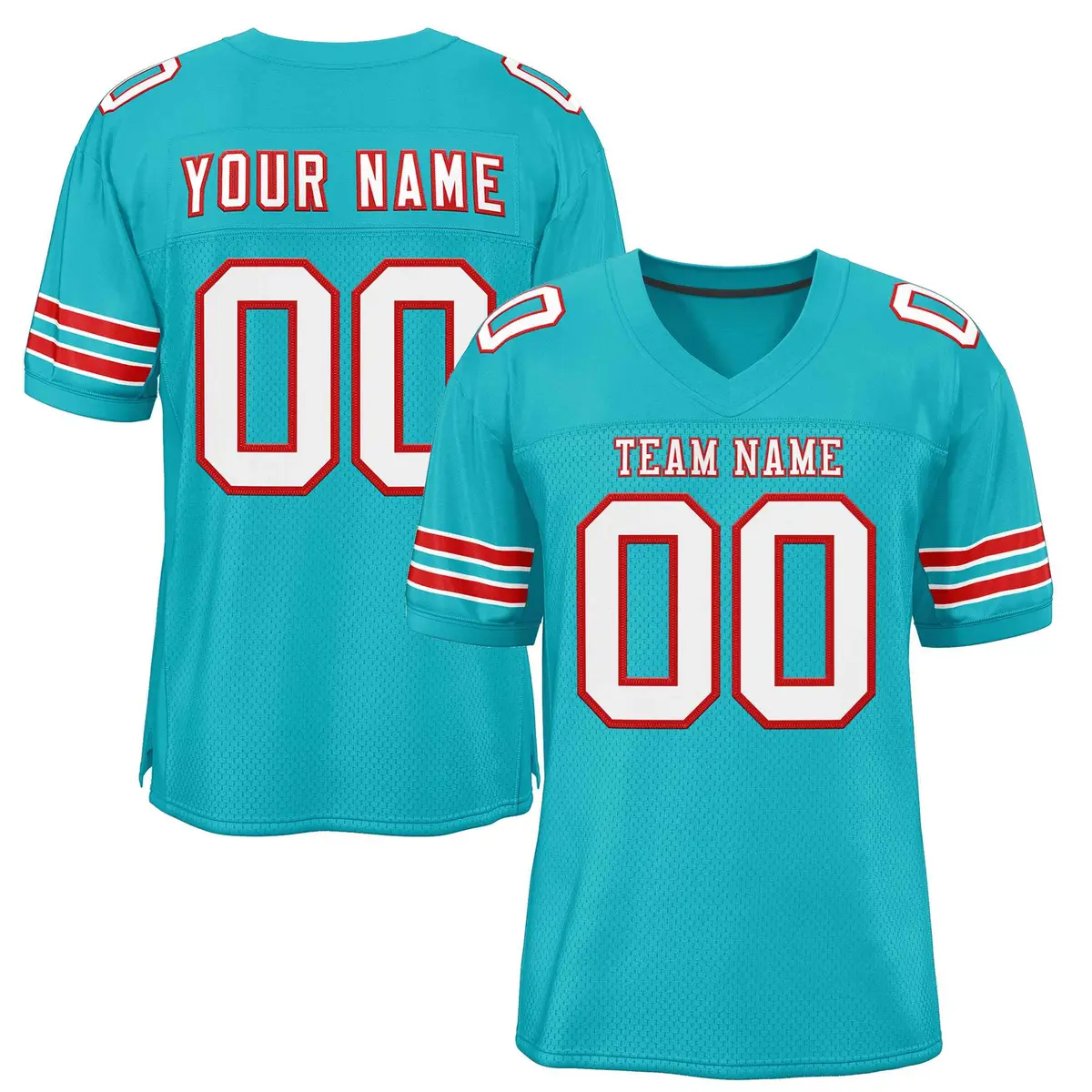 Aqua White-Red Classic Style Football Jersey
