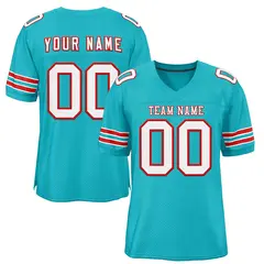 Aqua White-Red Classic Style Football Jersey 1