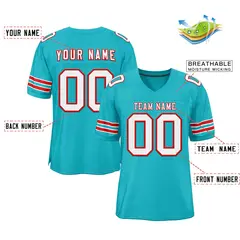Aqua White-Red Classic Style Football Jersey 2