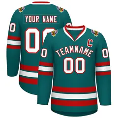 Aqua White-Red Classic Style Hockey Jersey 1