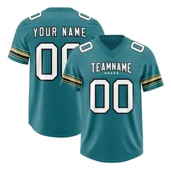 Aqua White Retro Sleeve Line Authentic Football Jersey 1