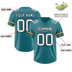 Aqua White Retro Sleeve Line Authentic Football Jersey 2