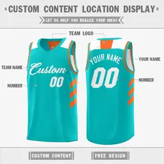 Aqua White Reversible Double Side Basketball Jersey 3