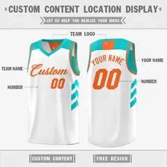 Aqua White Reversible Double Side Basketball Jersey 4