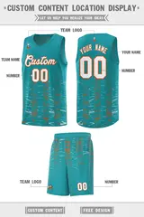 Aqua White Scratches Pattern Basketball Jersey 2