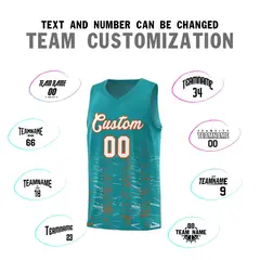 Aqua White Scratches Pattern Basketball Jersey 3