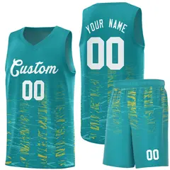 Aqua White Scratches Pattern Basketball Jersey 1