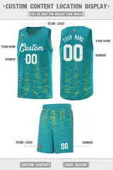 Aqua White Scratches Pattern Basketball Jersey 2
