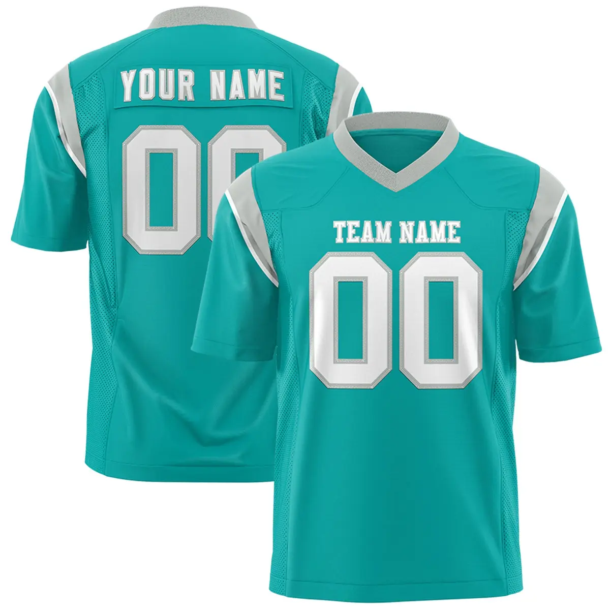 Aqua White Shoulder Cut Two-Tone Flag Football Jersey