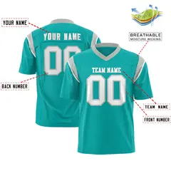 Aqua White Shoulder Cut Two-Tone Flag Football Jersey 2