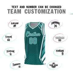 Aqua White Side Slash Diamond Pattern Basketball Jersey 3