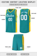 Aqua White Side Stripe Sports Basketball Jersey 2