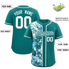 Aqua White Split Graffiti Raglan Sleeve Baseball Jersey 2