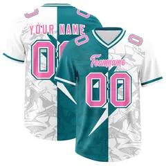 Aqua White Split Lightning Pattern Football Jersey 1