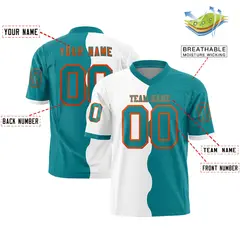 Aqua White Split Mesh Authentic Football Jersey 2