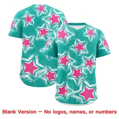 Aqua White Star Graffiti Baseball Jersey 8