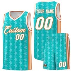 Aqua White Star Graffiti Sports Uniform Basketball Jersey
