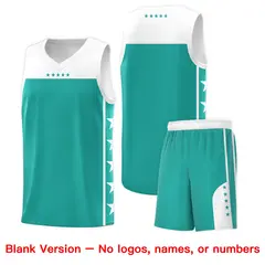 Aqua White Star Pattern Team Basketball Jersey 2