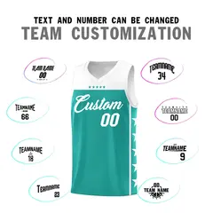 Aqua White Star Pattern Team Basketball Jersey 5