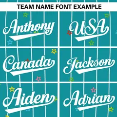 Aqua White Stripe Star Pattern Authentic Baseball Jersey 3