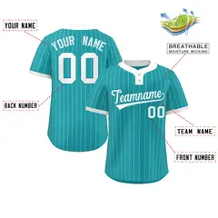 Aqua White Stripe Two-Button Softball Jersey 2