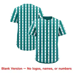 Aqua White Thick Stripes Star Pattern Baseball Jersey 7