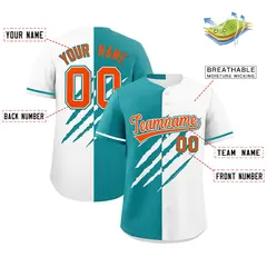 Aqua White Tiger Claw Scratch Split Baseball Jersey 2