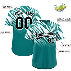 Aqua White Tiger Stripe Gradient Animal Print Baseball Jersey 2