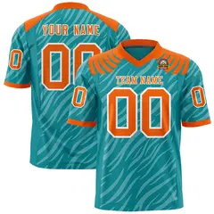 Aqua White Tiger Stripe Graffiti Pattern Football Jersey