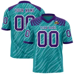 Aqua White Tiger Stripe Graffiti Pattern Football Jersey 1