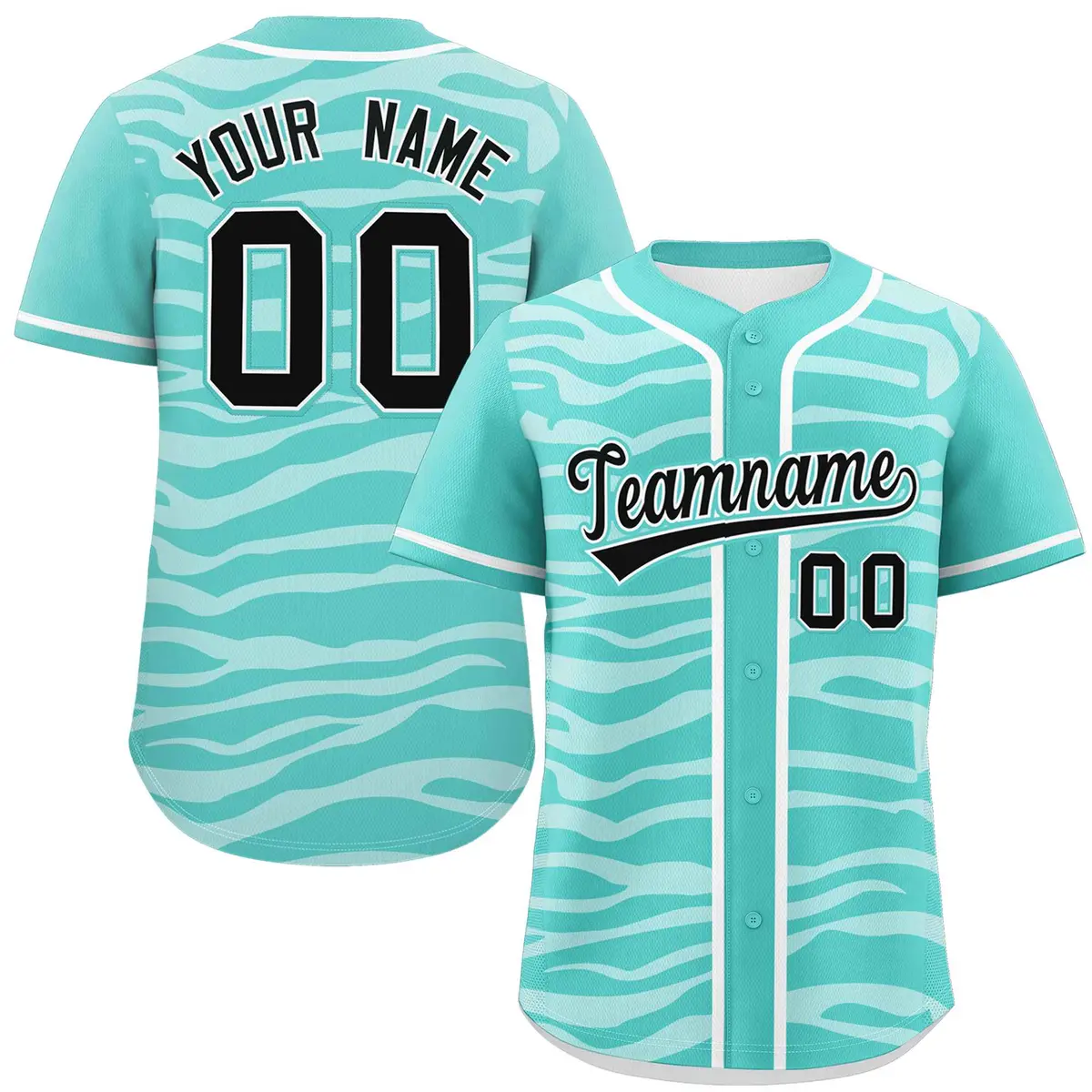 Aqua White Zebra Graffiti Authentic Baseball Jersey
